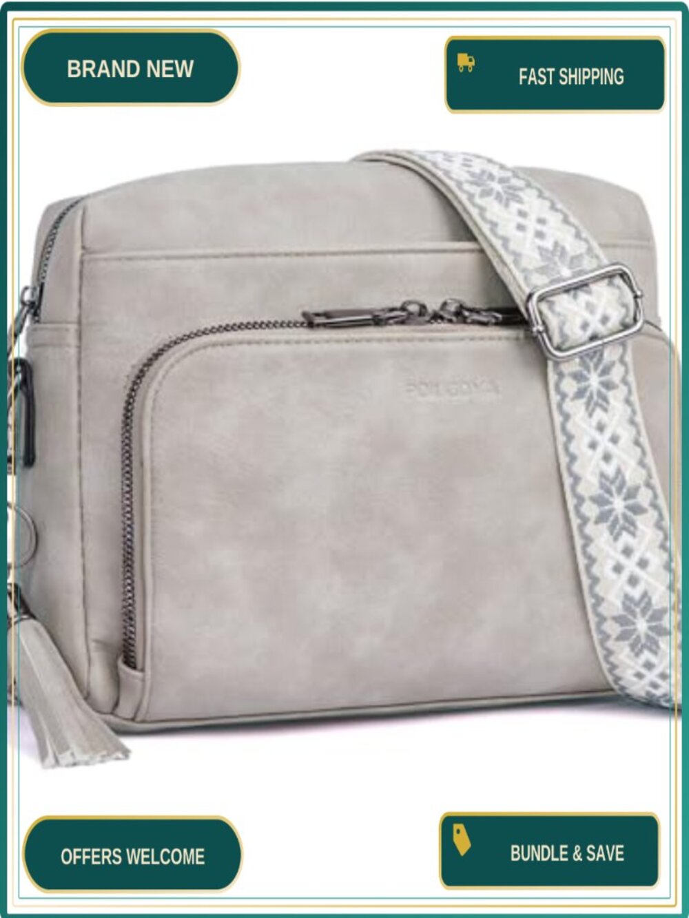 Vegan Leather Crossbody Bag RFID Wallet Purse Adjustable Strap